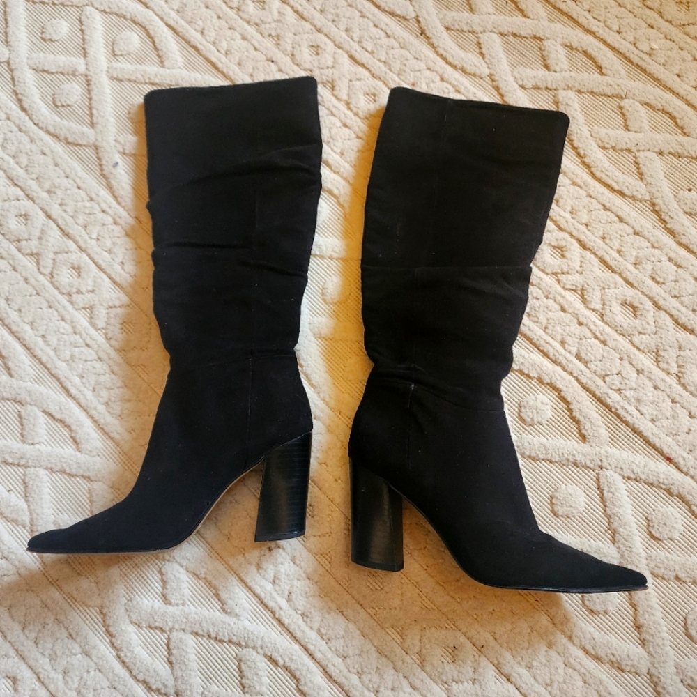6 Black Suede knee high boots